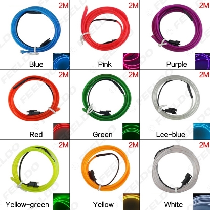 Picture of 2M Car Decoration Flexible Moulding EL Neon Glow Lighting Rope Strip With Fin And Cigar Lighter 9-color