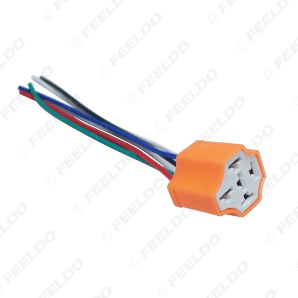 Picture of Car 5Pin Headlight Ceramic Socket Extension Plug LED HID Light Adapter With Wiring Harness Connector