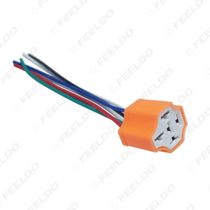 Picture of Car 5Pin Headlight Ceramic Socket Extension Plug LED HID Light Adapter With Wiring Harness Connector
