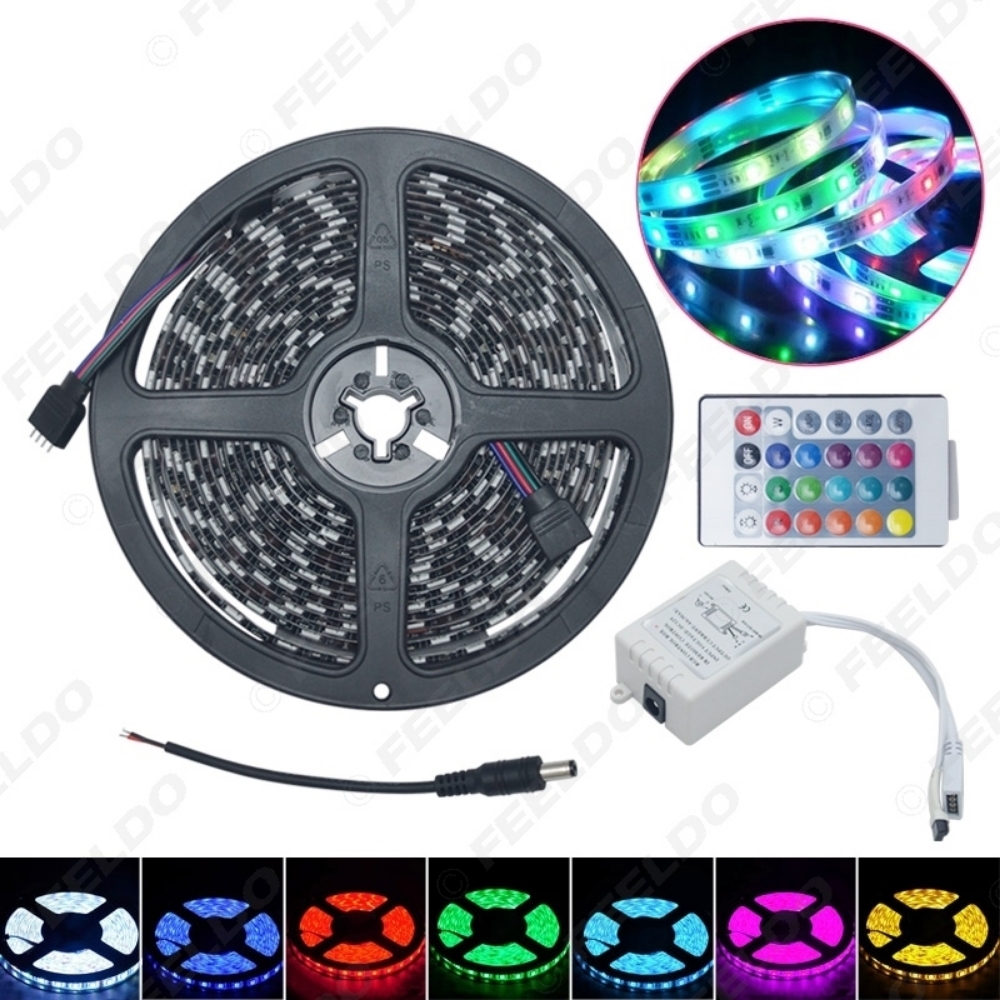 Picture of 500CM 5m 5050SMD 300LED Waterproof Car RGB LED Strip light Strip + 24 Key IR Remote