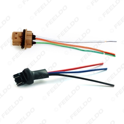Picture of 2pcs/set Car LED Bulb Light 7443/7444/1891 Female & Male Socket Plug With 3-wire Extended Wire Connector