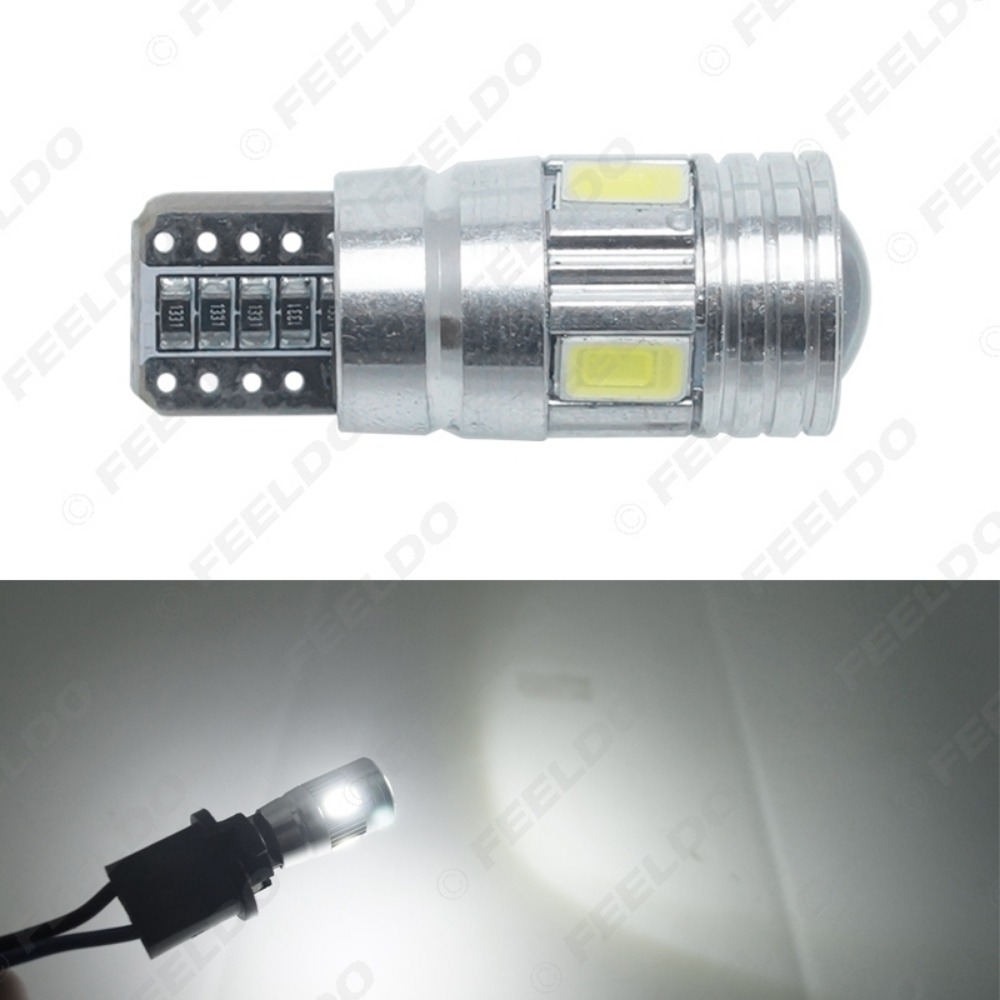 Picture of DC12V~14.5V 6000~6500K White 6SMD 5630 T10 Wedge Lens LED Light Bulb With CANbus/Electrodeless/Constant Current