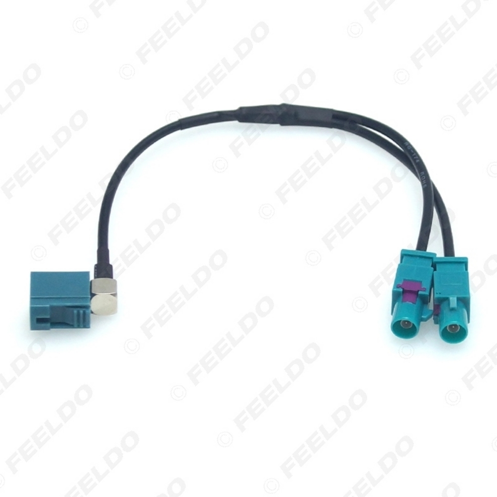 Picture of 1-Way Female Split To 2x One-Way Male FAKRA2-Z Radio Antenna Terminals With Amplifier For OEM Stereo Head Unit #6009
