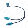 Picture of 1-Way Female Split To 2x One-Way Male FAKRA2-Z Radio Antenna Terminals With Amplifier For OEM Stereo Head Unit #6009