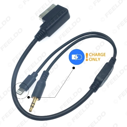 Picture of Car AMI/MDI Interface To 3.5mm Male Audio AUX + Lightning Jack Charge Only Adapter Cable For Mercedes Benz