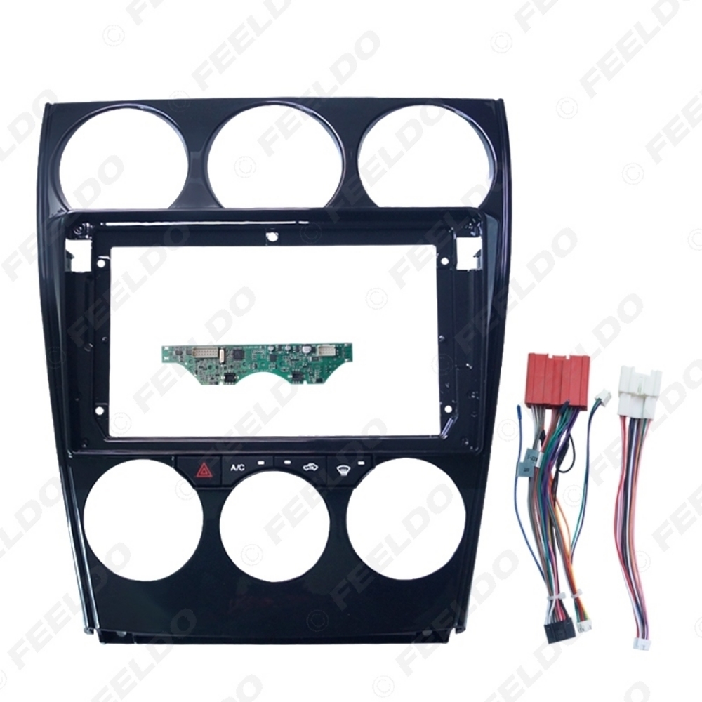 Picture of Car Audio 2Din Fascia Frame Adapter With AC Panel & Power Cable Canbus For Mazda 6 Big Screen DVD Fitting Dash Trim Kit
