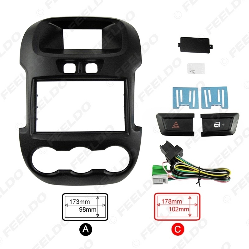 Picture of Car Audio 2DIN Fascia Frame Panel for Ford Ranger 2012 Stereo Dash Kit 7Inch DVD Frame + Switches Wiring Part
