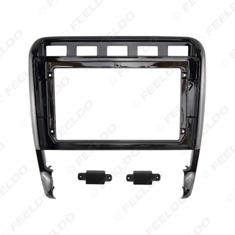 Picture of Car 2Din Audio Face Plate Fascia Frame For Porsche Cayenne Turbo 9" Big Screen Radio Stereo Panel Dash Mount Refitting Kit