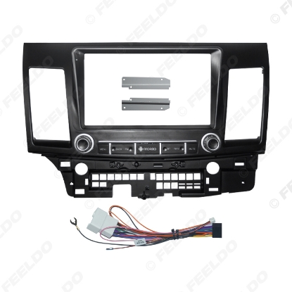 Picture of Car 2Din Audio 9" Big Screen Face Plate Fascia Frame For Mitsubishi Lancer EX Panel Dash + 16PIN Stereo Power Wiring Harness