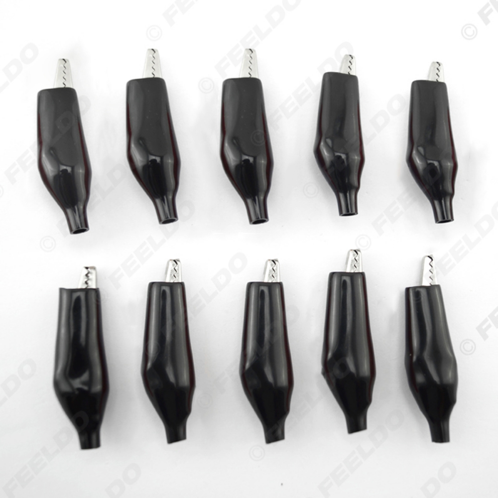 Picture of 1pcs Larger 58mm Metal Crocodile Clip Black and Red Sheath Clip Power Clamp Test Leads Clip