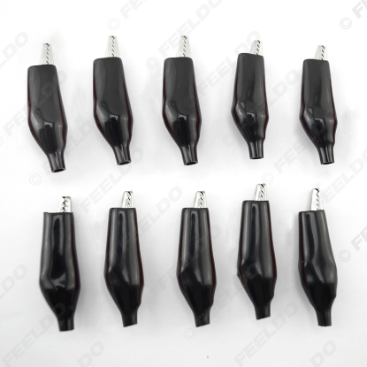 Picture of 1pcs Larger 58mm Metal Crocodile Clip Black and Red Sheath Clip Power Clamp Test Leads Clip