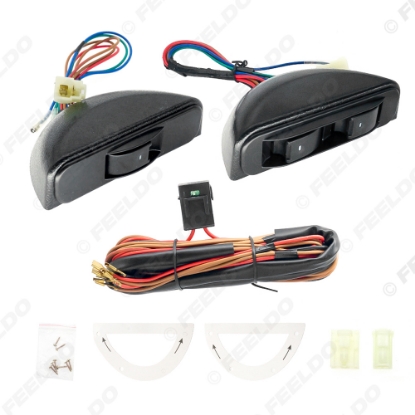 Picture of New Universal Crescent Style Power Window 3pcs switches with Holder & wire Harness