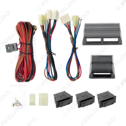 Picture of Universal power window 3pcs switches with Holder and wire Harness