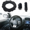 Picture of Car 3pcs Set Winter Soft Plush Gear Shift Cover Hand Brake Grips Cover Steering Wheel Cover