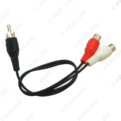 Picture of 30cm 1-RCA Male To 2-RCA Female Jack Plug Audio Video AV Extension Cable Stereo AV Connector Cord Media Player Adapter