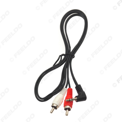 Picture of 3.5mm TRRS 90° Plug To 2-RCA Male Audio Video Adapter Standard Converter Wire For Speaker TV Box CD DVD Player AUX Cable 100cm
