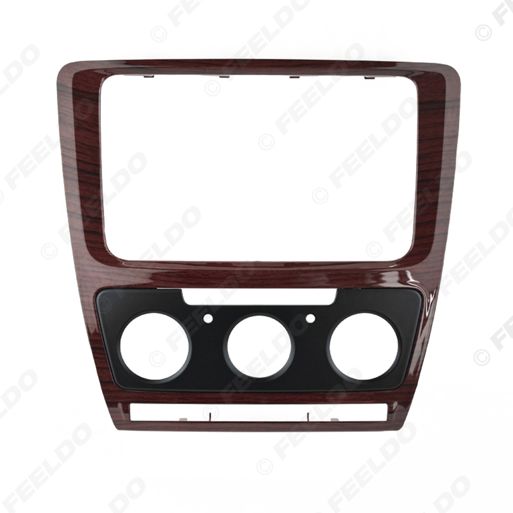 Picture of Mahogany Car Radio Stereo 2DIN Fascia Panel Refitting Frame Facia Trim Install Mount Kit For Skoda Octavia(10~13) Auto/Manual A/C