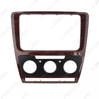 Picture of Mahogany Car Radio Stereo 2DIN Fascia Panel Refitting Frame Facia Trim Install Mount Kit For Skoda Octavia(10~13) Auto/Manual A/C