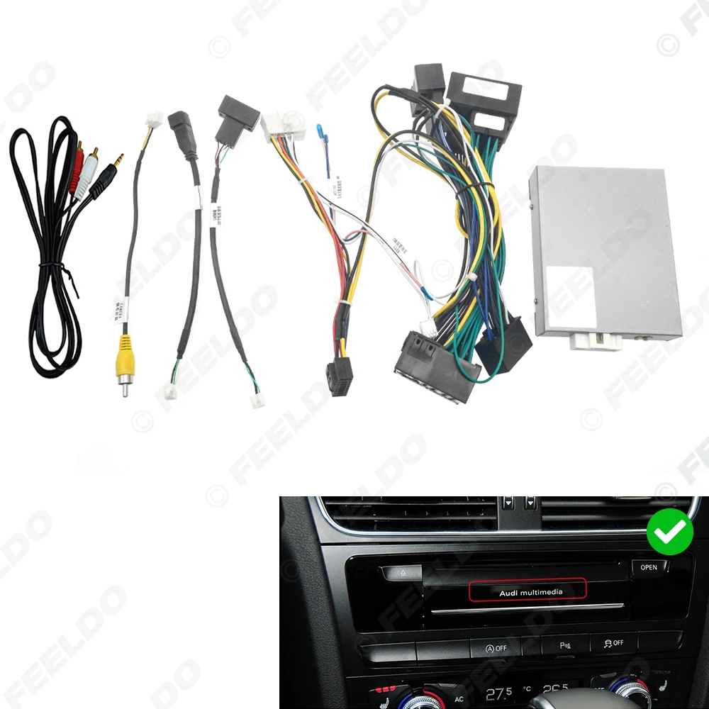 Picture of Car 16pin Power Cord Wiring Harness Adapter With Canbus And LVDS For Audi Q5/A4L/A1 (11-15) High Trim Stereo Installation