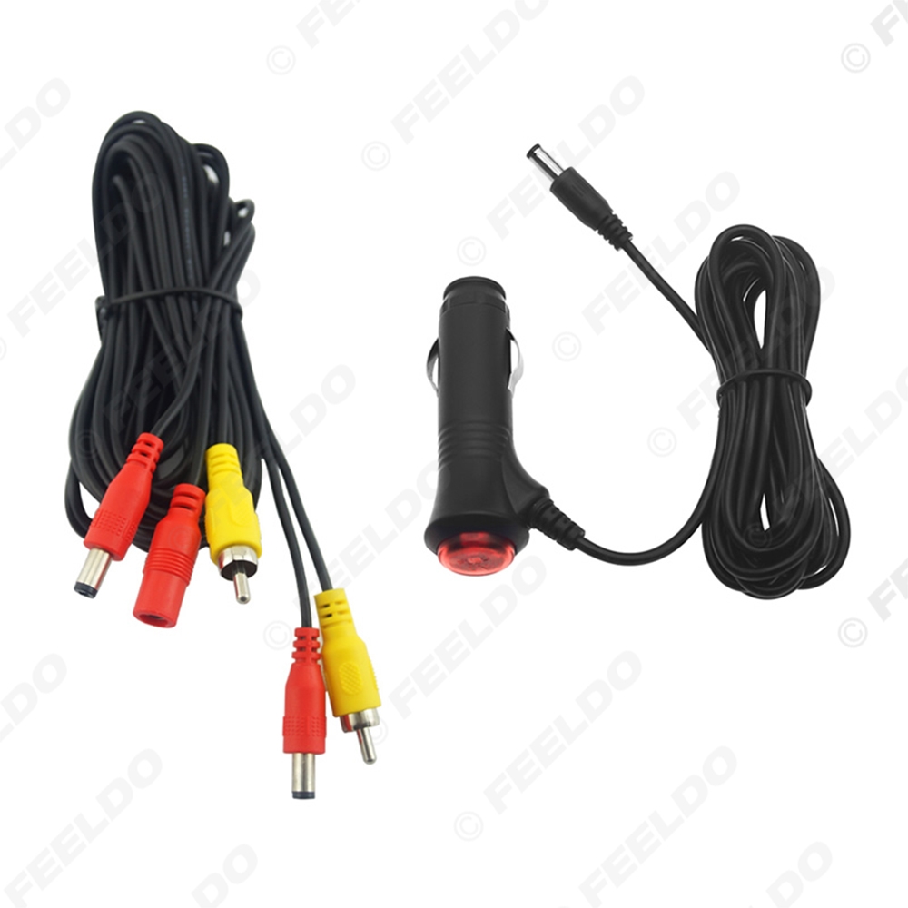 Picture of 12V/24V Car Cigarette Lighter Socket Plug Connector Adapter Switch With Backup Reverse Car Camera RCA Video Power Cable